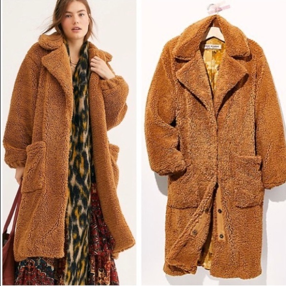 Tessa Teddy Coat In Camel Brown 